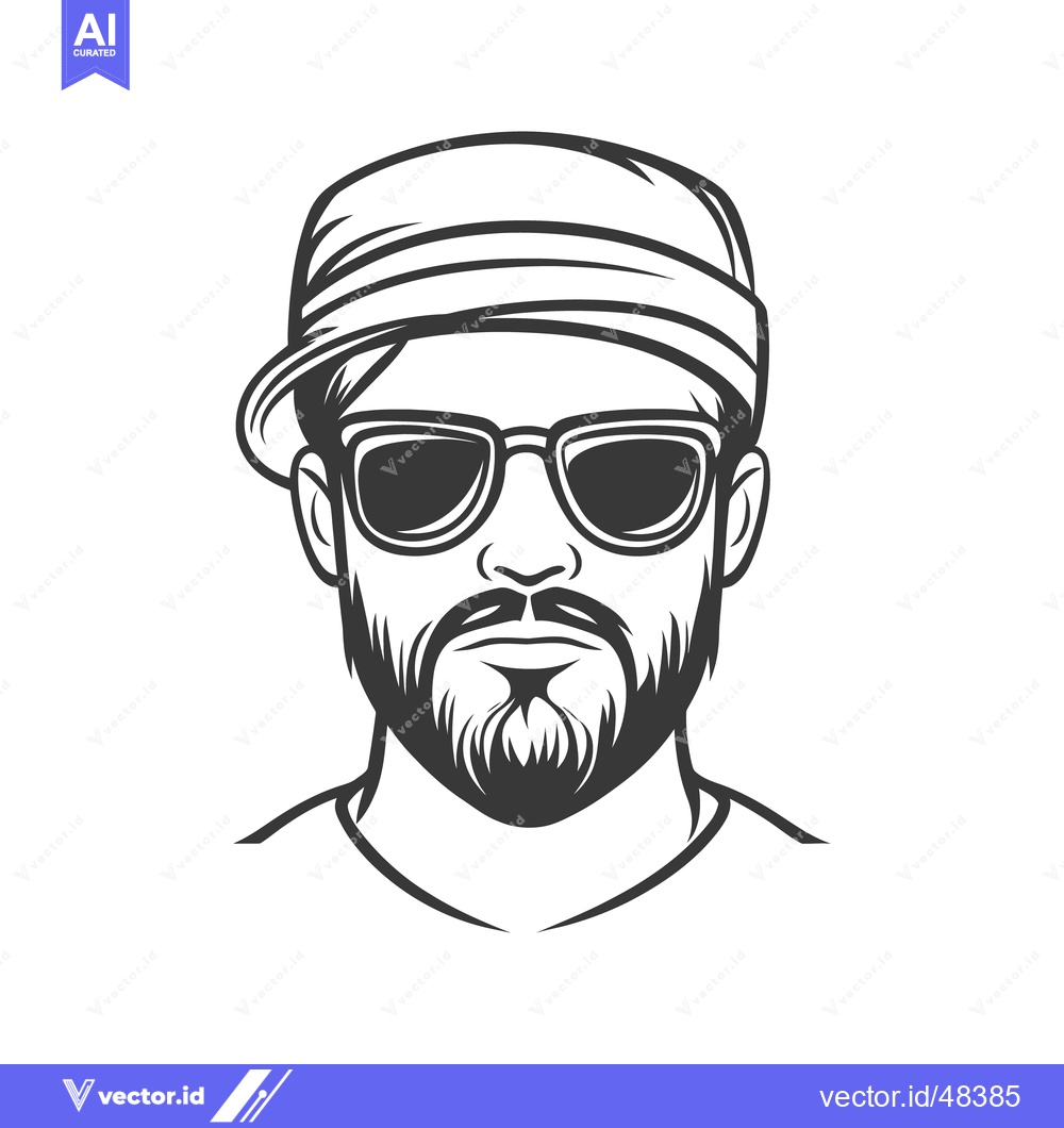 Premium Vector dari A stylized image of a man with sunglasses and beard