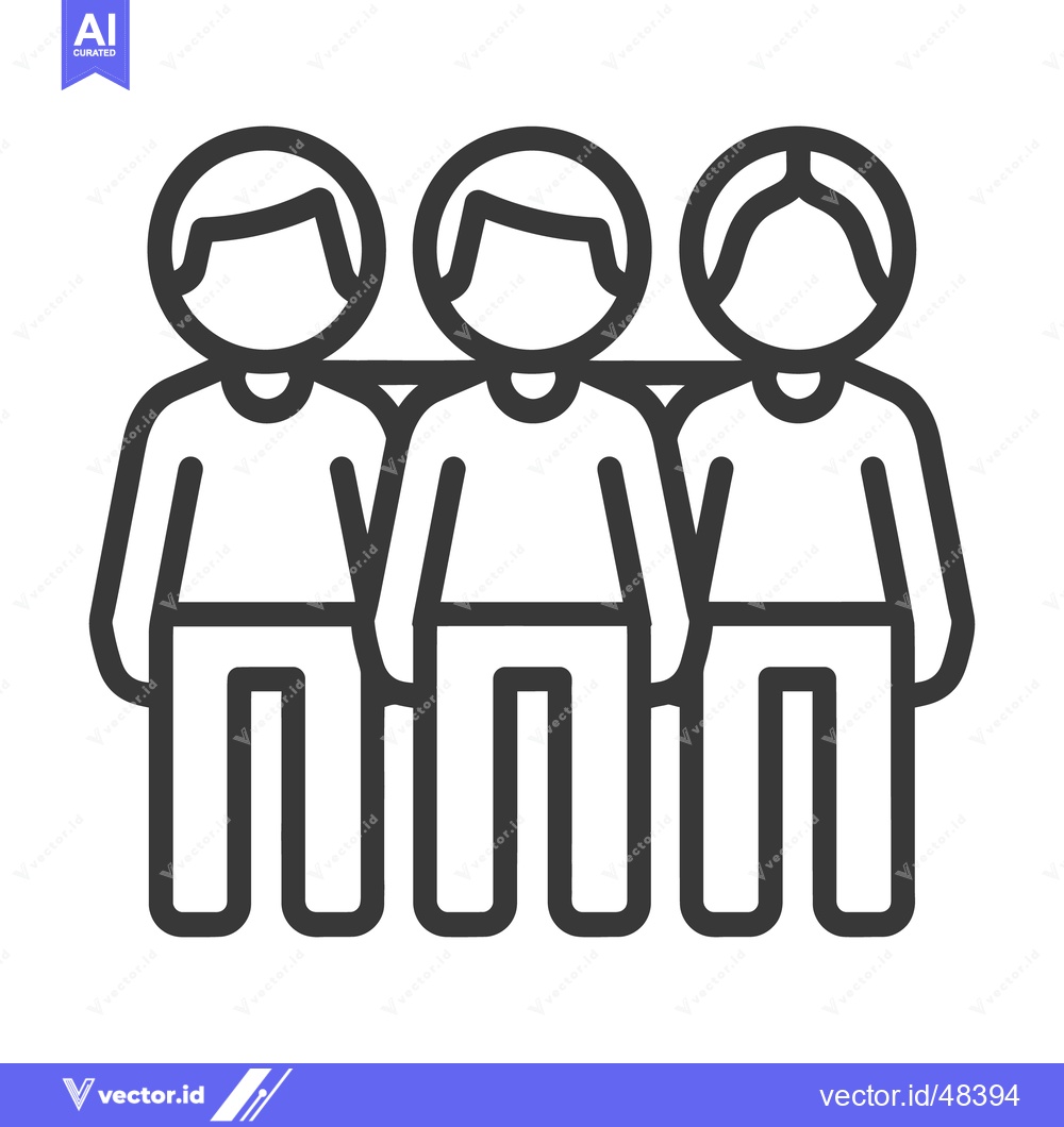 Premium Vector of Three simplified figures standing together with their arms around each