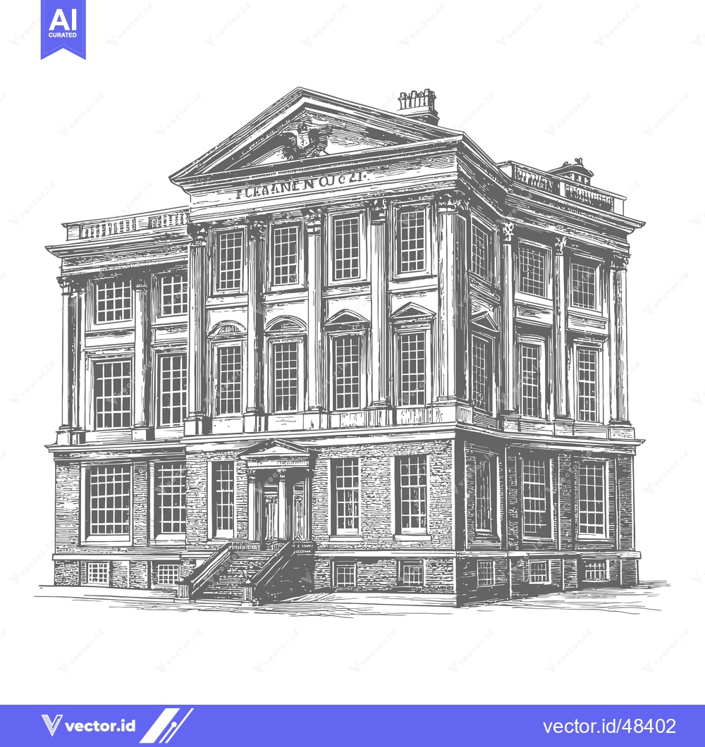 Premium Vector of Engraving of a grand classical style building