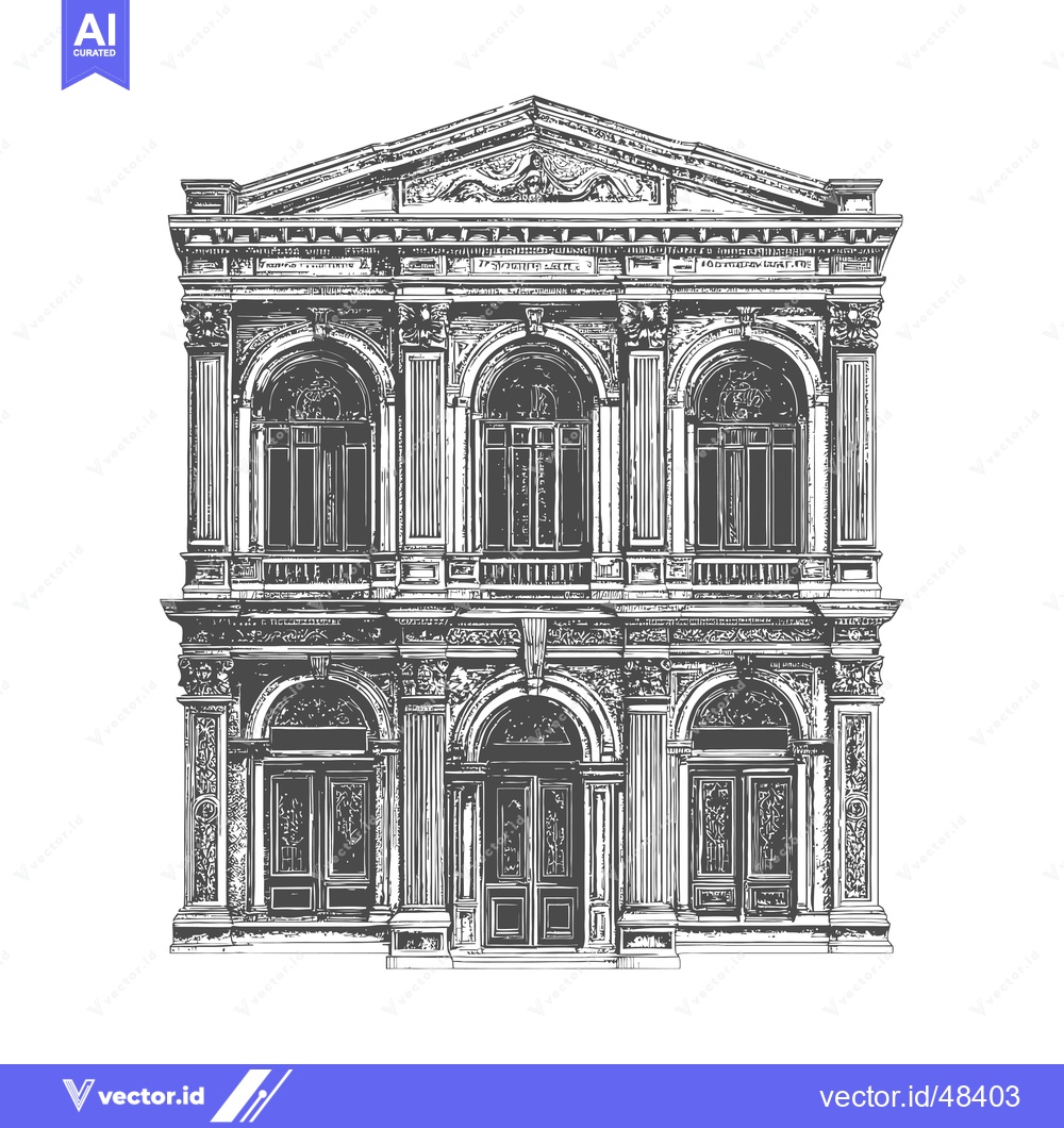Premium Vector dari Elegant Classical Building Architectural Drawing