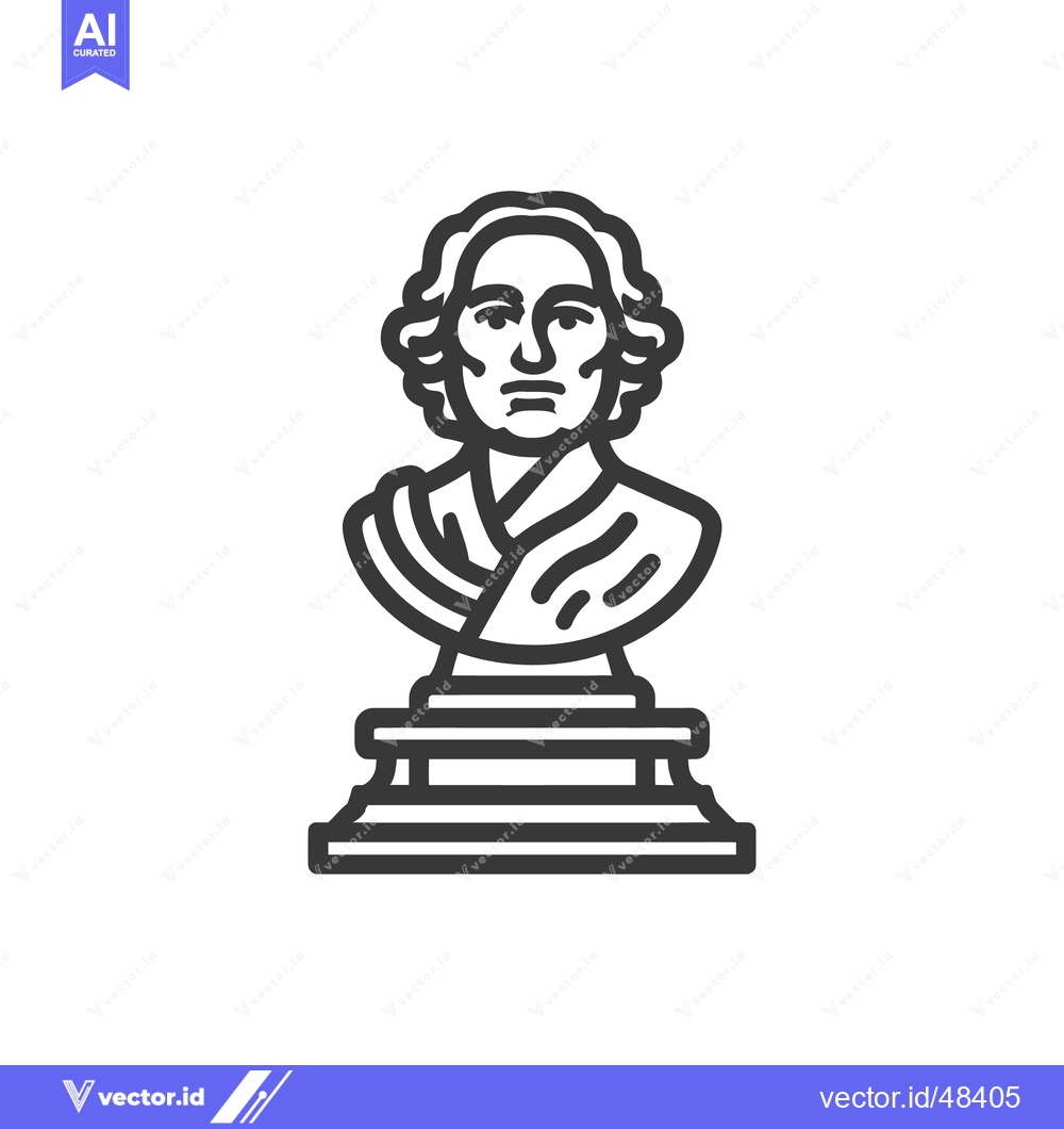 Premium Vector dari Minimalist Line Art: Historical Bust Sculpture on Pedestal, Monochrome