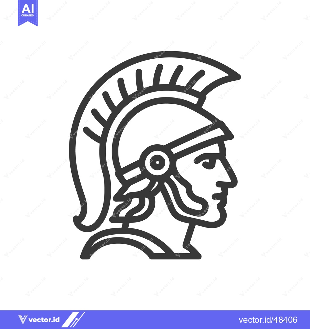 Premium Vector of Spartan Warrior Helmet Profile: Bold Line Art Illustration