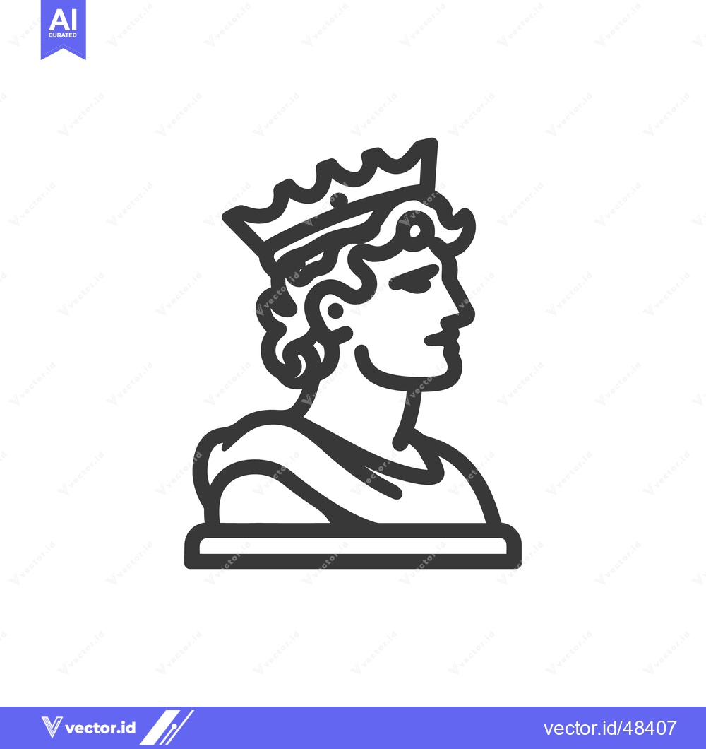 Premium Vector of Regal King Profile: Minimalist Line Art Icon of Royalty and Power