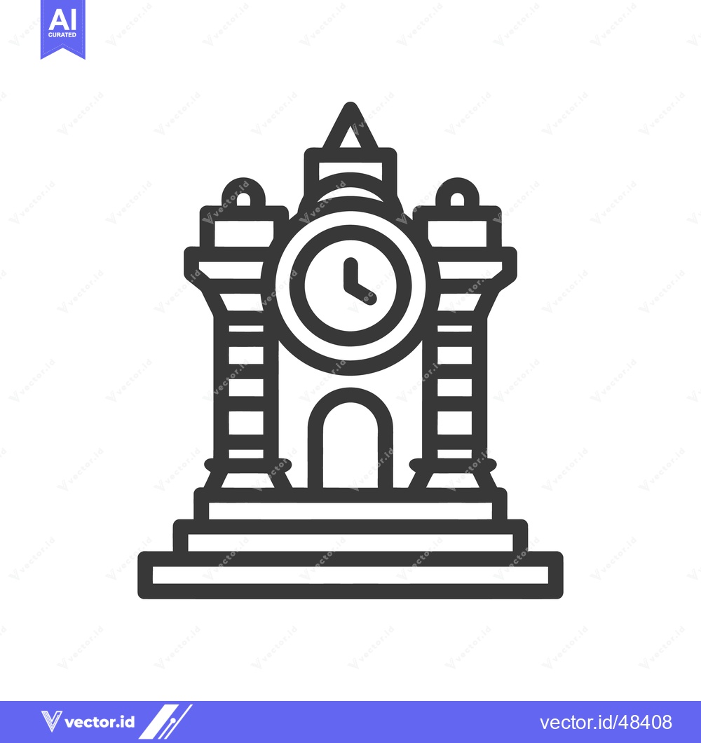 Premium Vector dari Minimalist Clock Tower Icon: Architectural Landmark, Timekeeping Symbo
