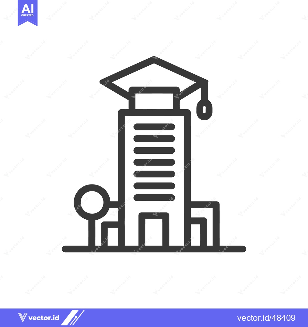 Premium Vector dari University Building with Graduation Cap Icon, Education Symbol