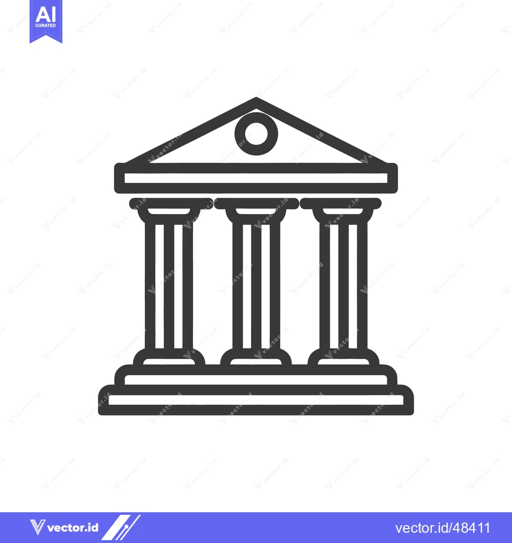 Premium Vector of Minimalist Temple Icon: Classic Greek Architecture with Three Columns