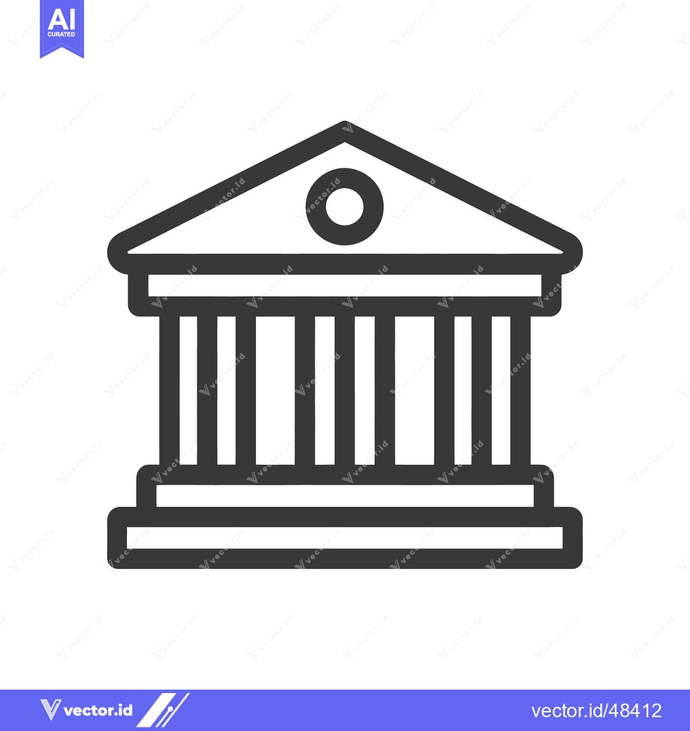 Premium Vector dari Minimalist Icon of a Classical Building with Columns and Pediment