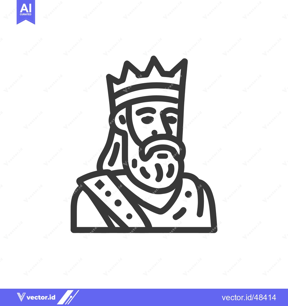 Premium Vector of Regal King Icon: Bold Line Art Depicting Royalty and Power