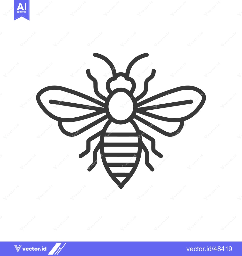 Premium Vector dari Minimalist Bee Icon: Bold Outline, Detailed Wings and Stripes, Isolate