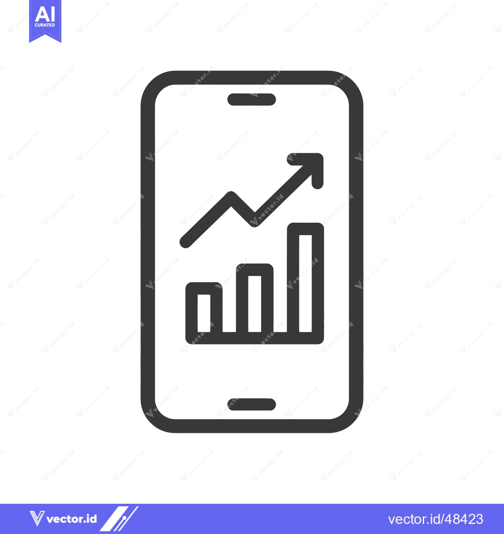 Premium Vector dari Mobile Growth Chart: Upward Trend on Smartphone Screen Icon