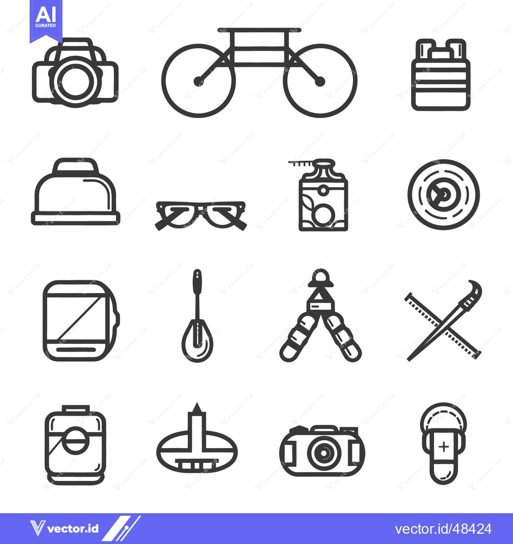 Premium Vector of Various Objects Illustrated in Black Outlines on White Background