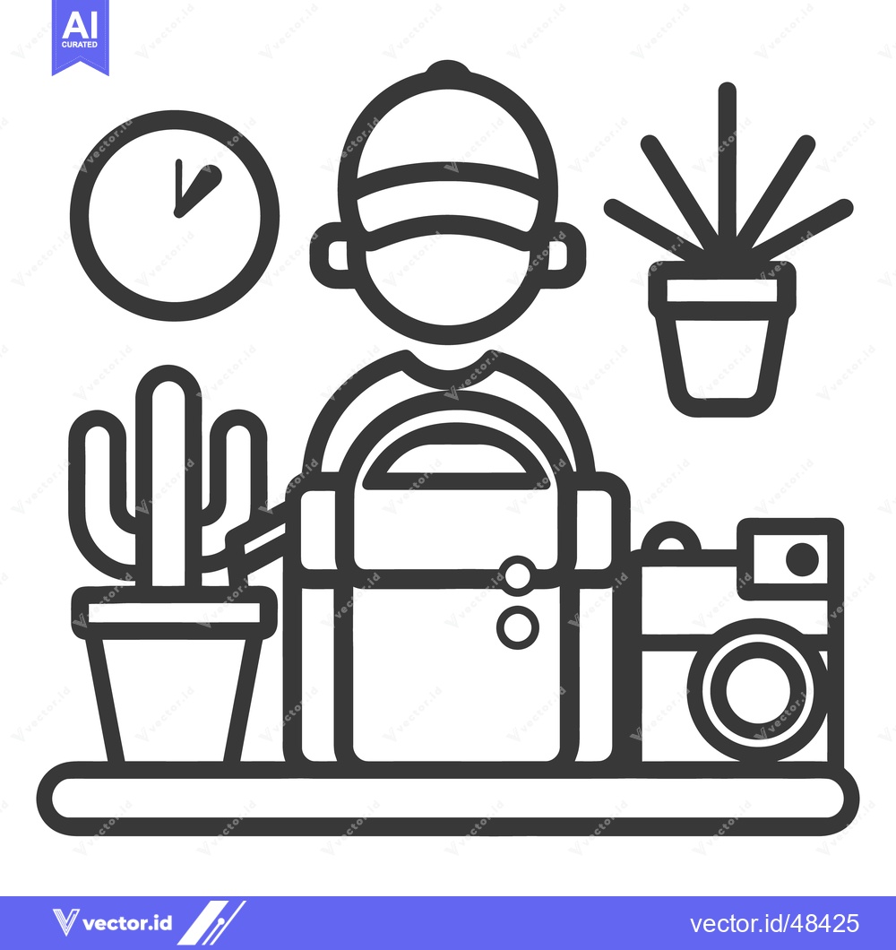 Premium Vector dari A person with accessories and plants depicted in an icon