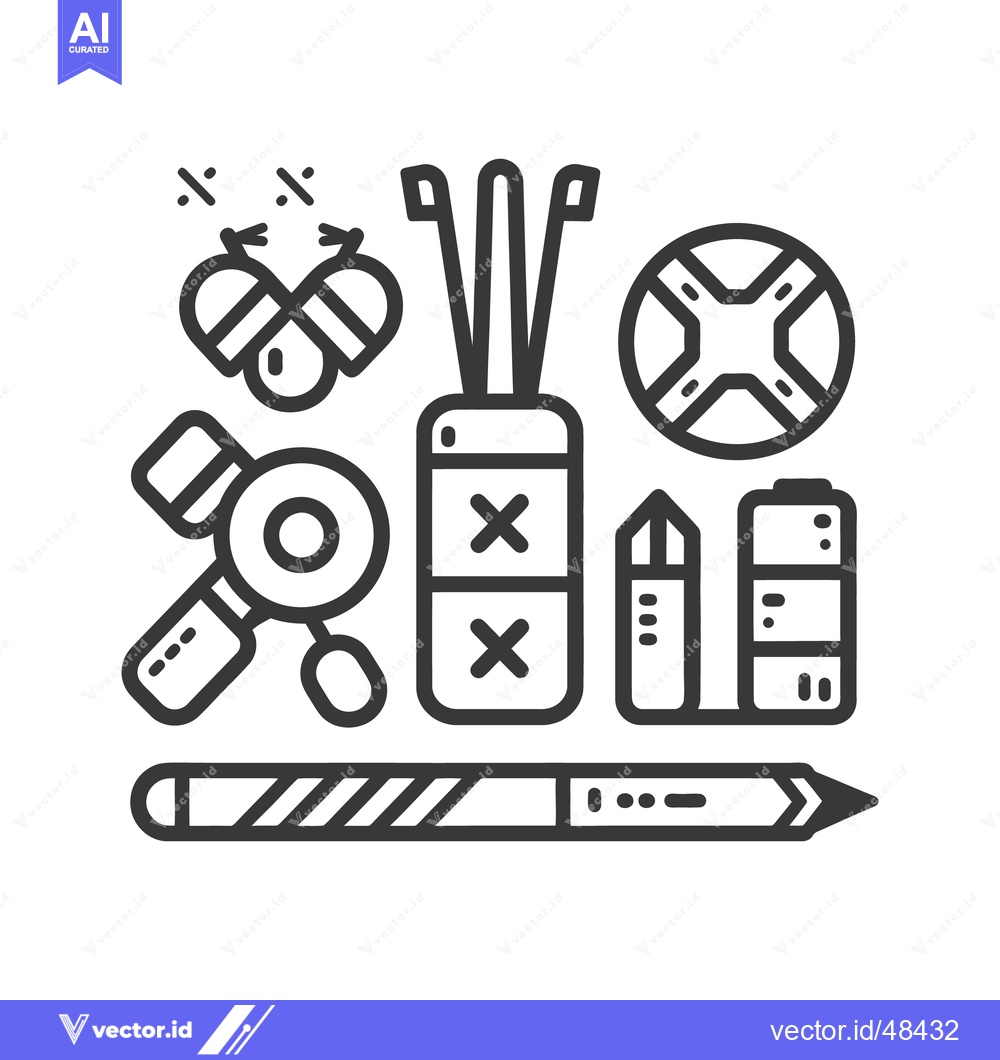 Premium Vector dari Black and white graphical illustration of various sports and tools