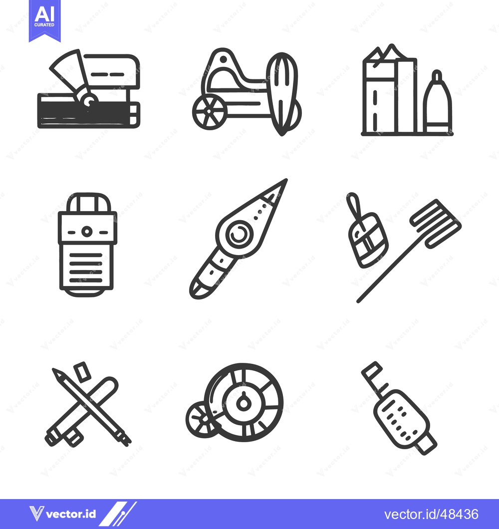 Premium Vector of Several Line Drawn Illustrations Of Various Common Objects