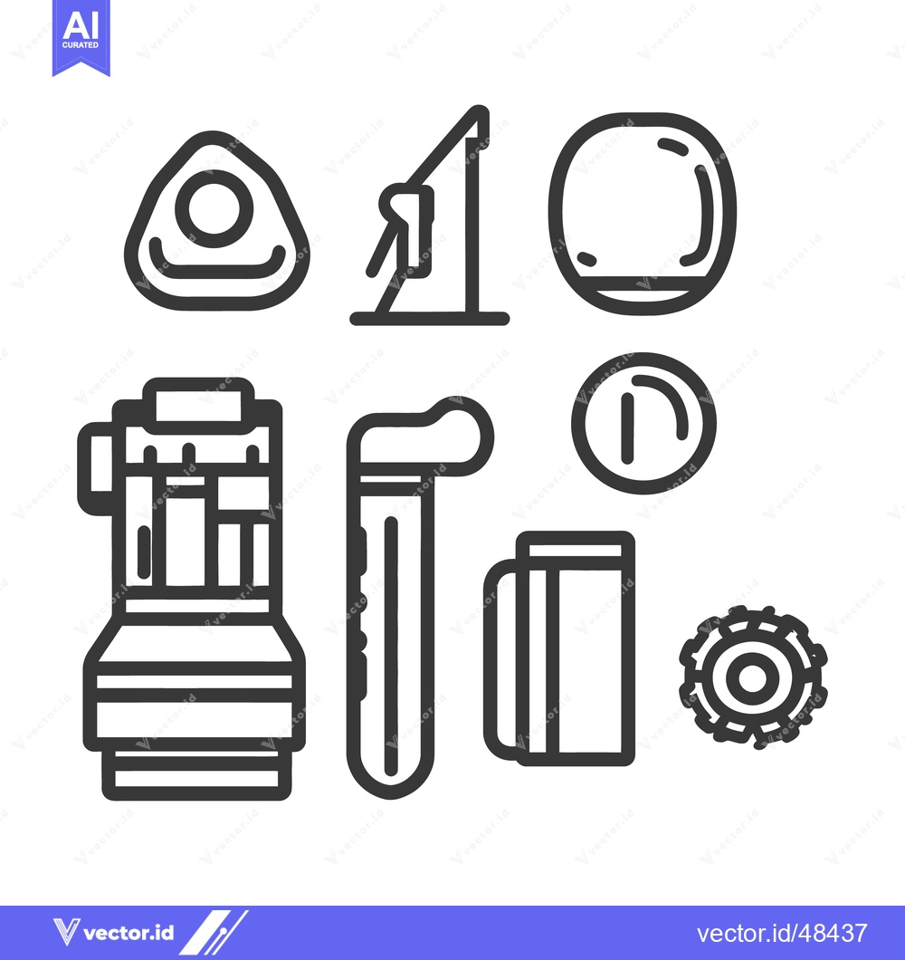 Premium Vector dari Seven various tools and objects are shown in black outlines