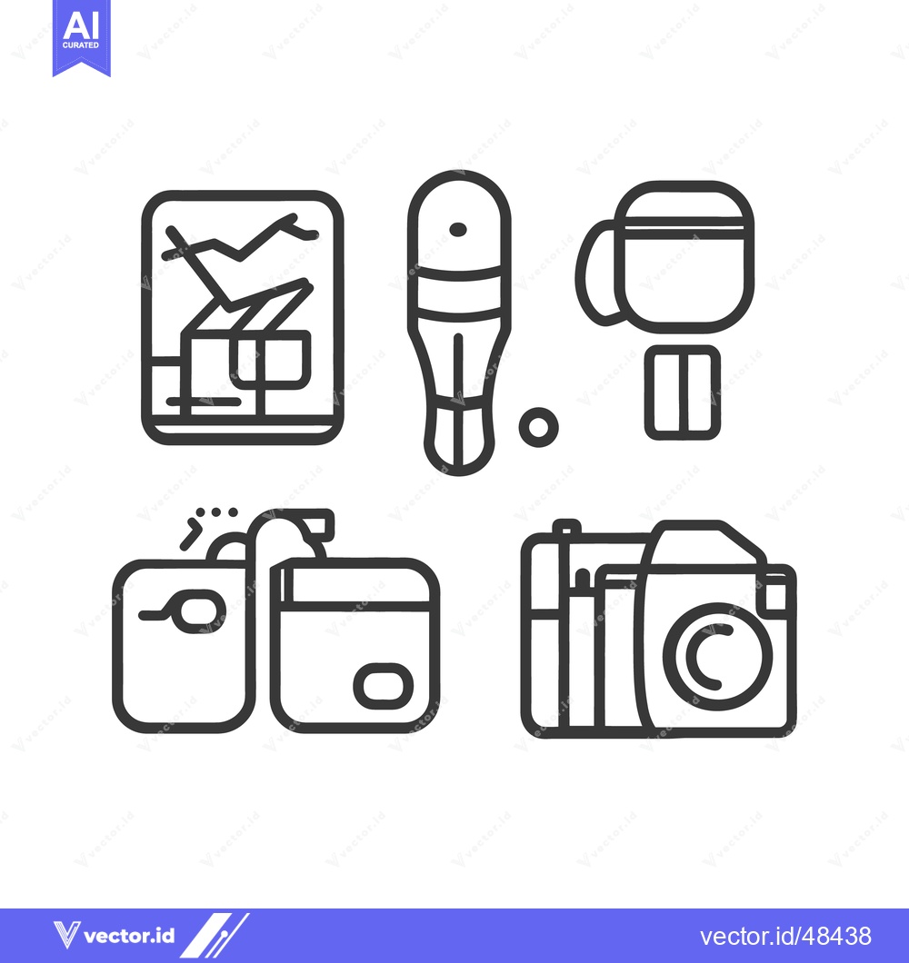 Premium Vector dari Outlined icons representing various common objects and accessories