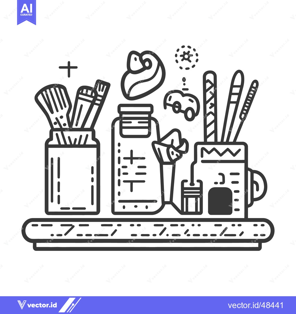 Premium Vector of Organized desk accessories and small decorative objects displayed neat