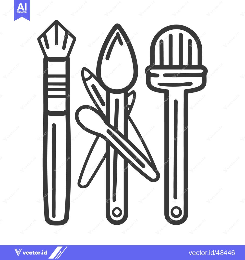 Premium Vector dari Three different art tools depicted in a simple black line drawing