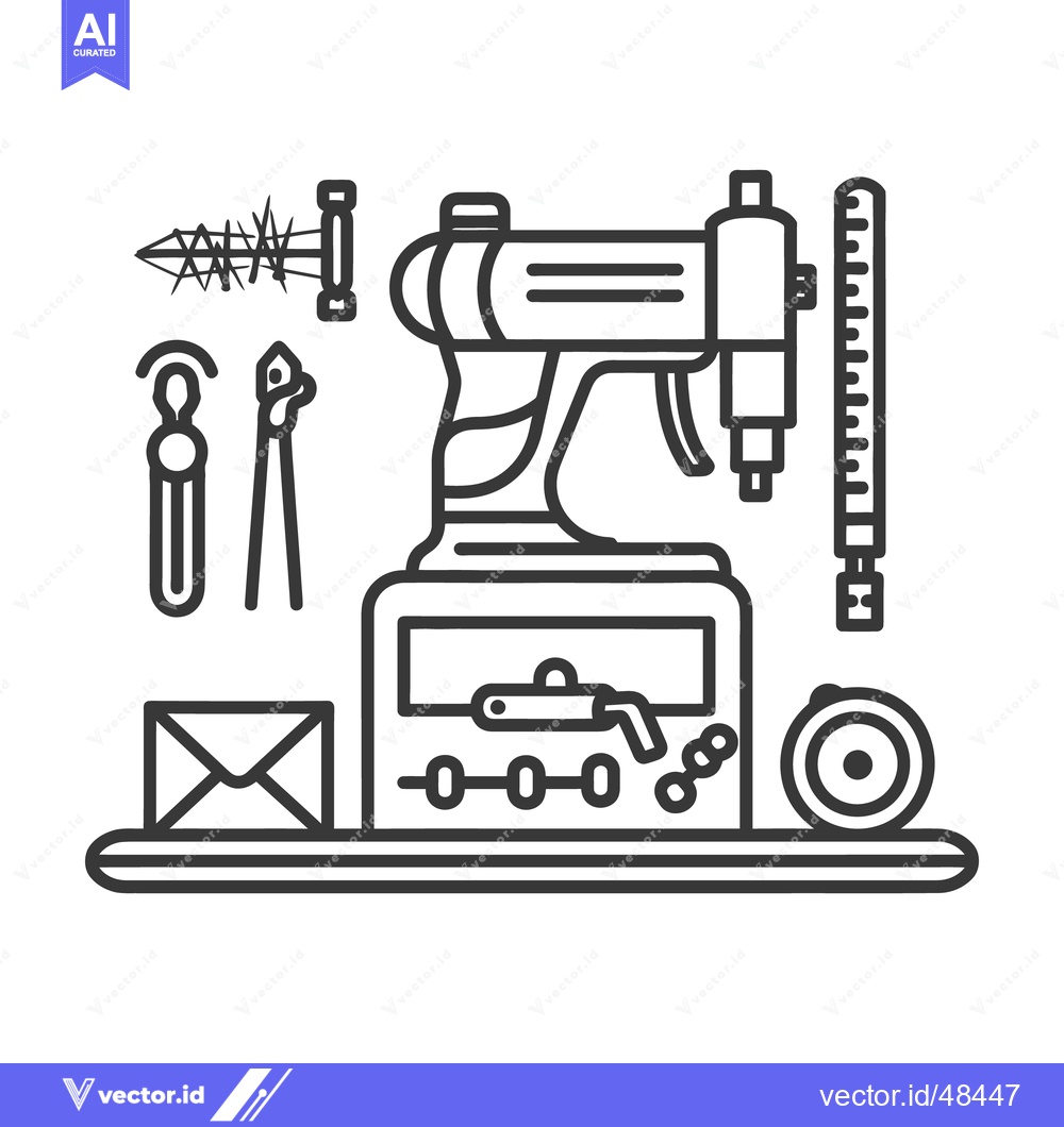Premium Vector dari An illustration of tools and construction related equipment in monochr