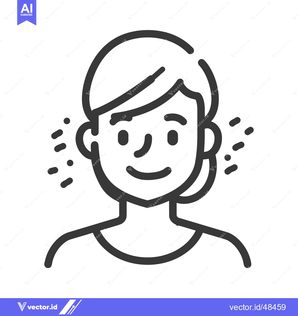 Premium Vector of Simple black and white line drawing of a smiling person