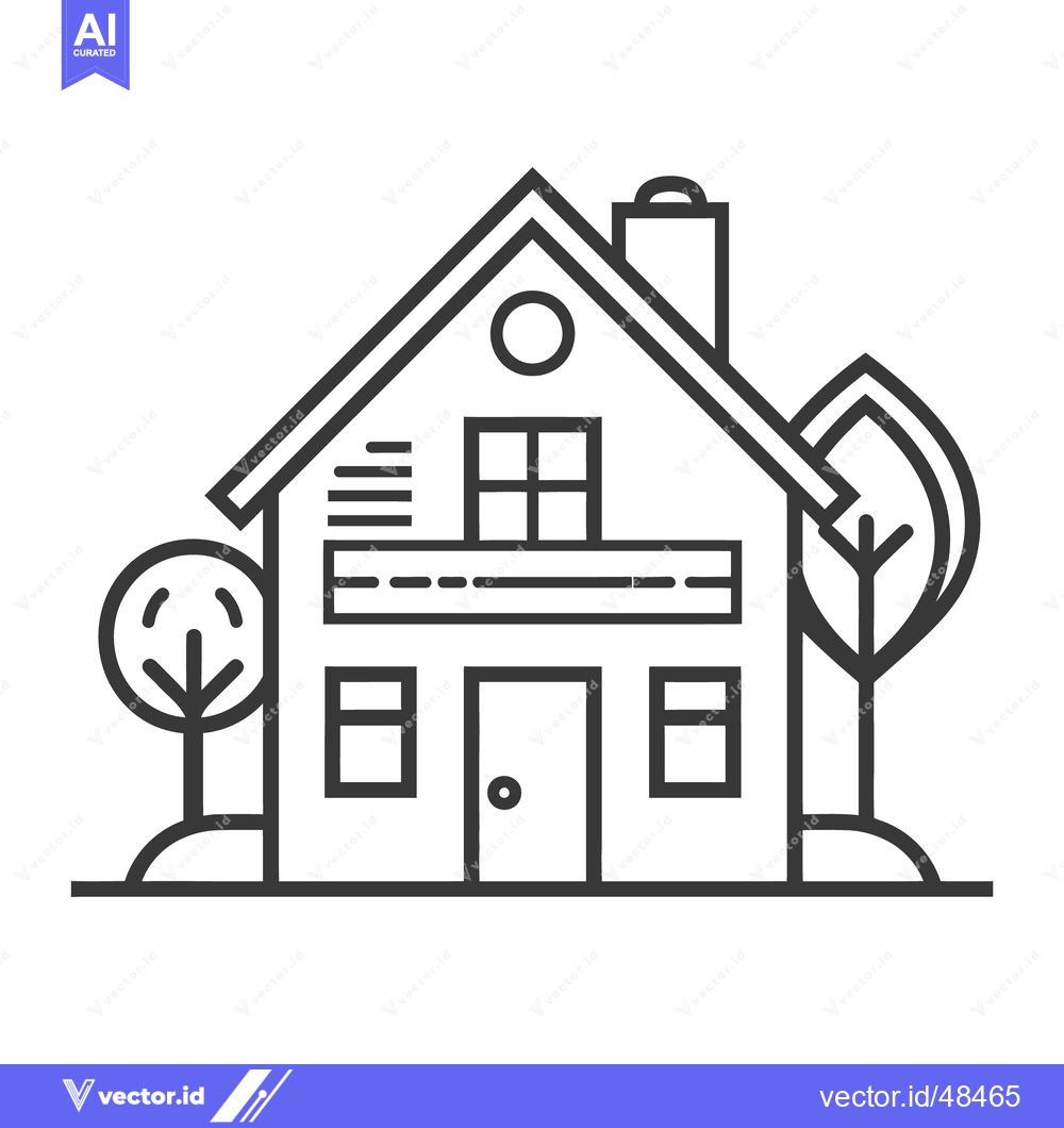 Premium Vector dari A Simple Black And White Drawing Of A Residential House