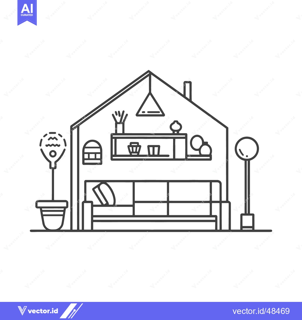 Premium Vector dari A Simple Vector Illustration Depicting a House Interior And Exterior