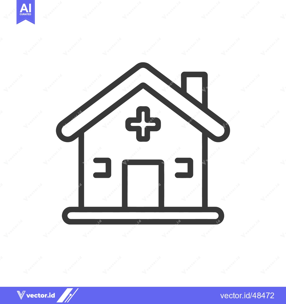 Premium Vector dari Minimalist Hospital Icon: Simple Line Art on White Background