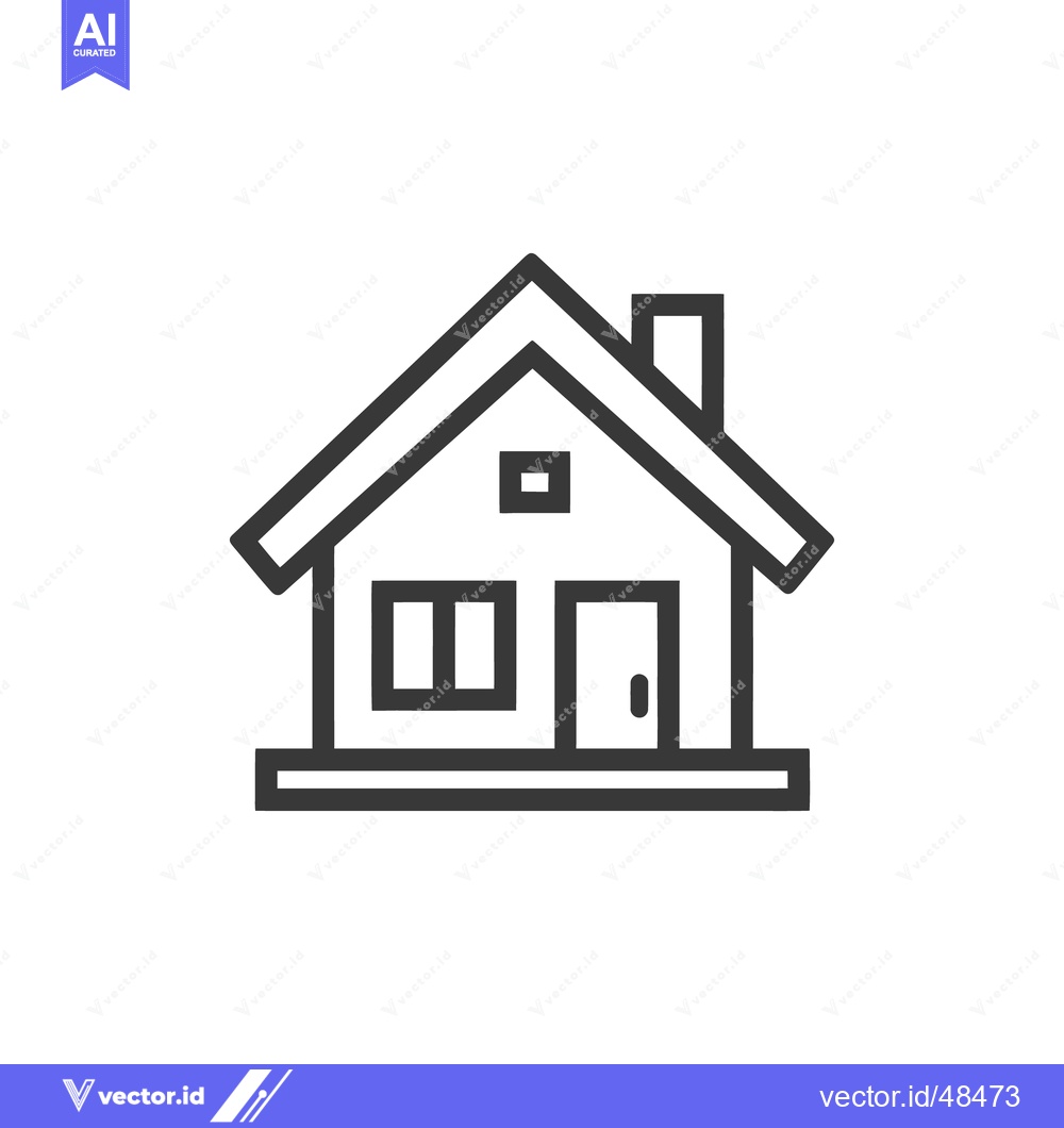 Premium Vector of Minimalist House Icon: Simple Line Drawing with Chimney and Window