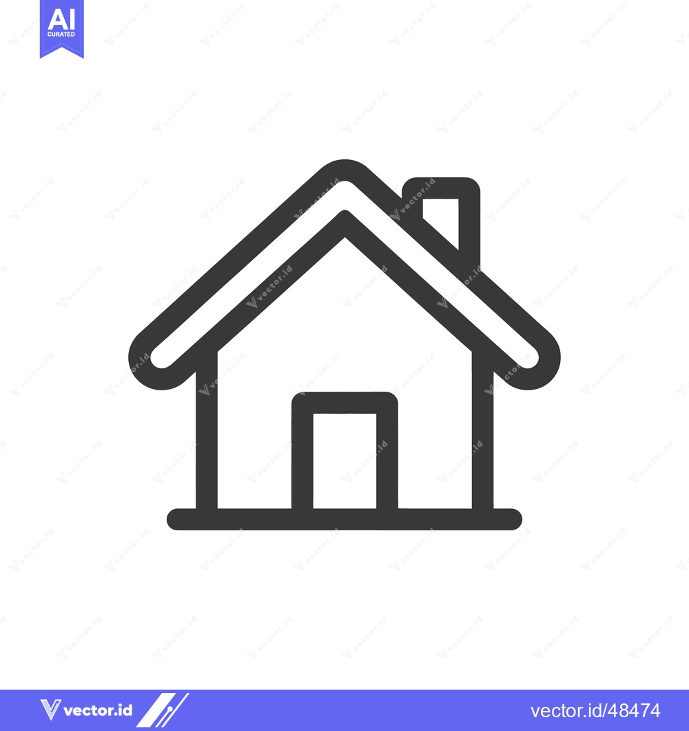 Premium Vector of Minimalist Home Icon: Simple Line Art House with Chimney Design