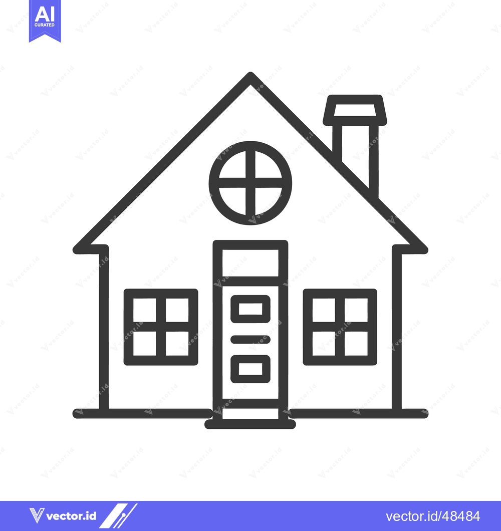 Premium Vector dari A simple illustration depicting a house with a chimney and windows