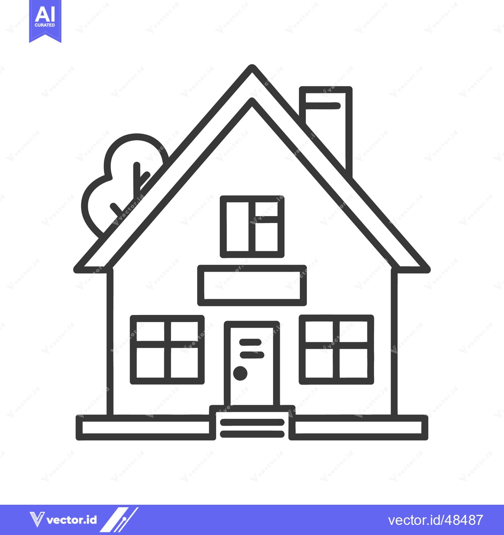 Premium Vector of A simple line art illustration of a house building