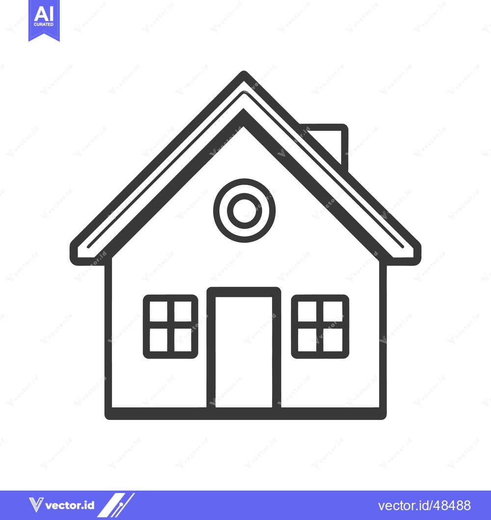 Premium Vector of Simple line drawing illustration of a house with chimney and windows