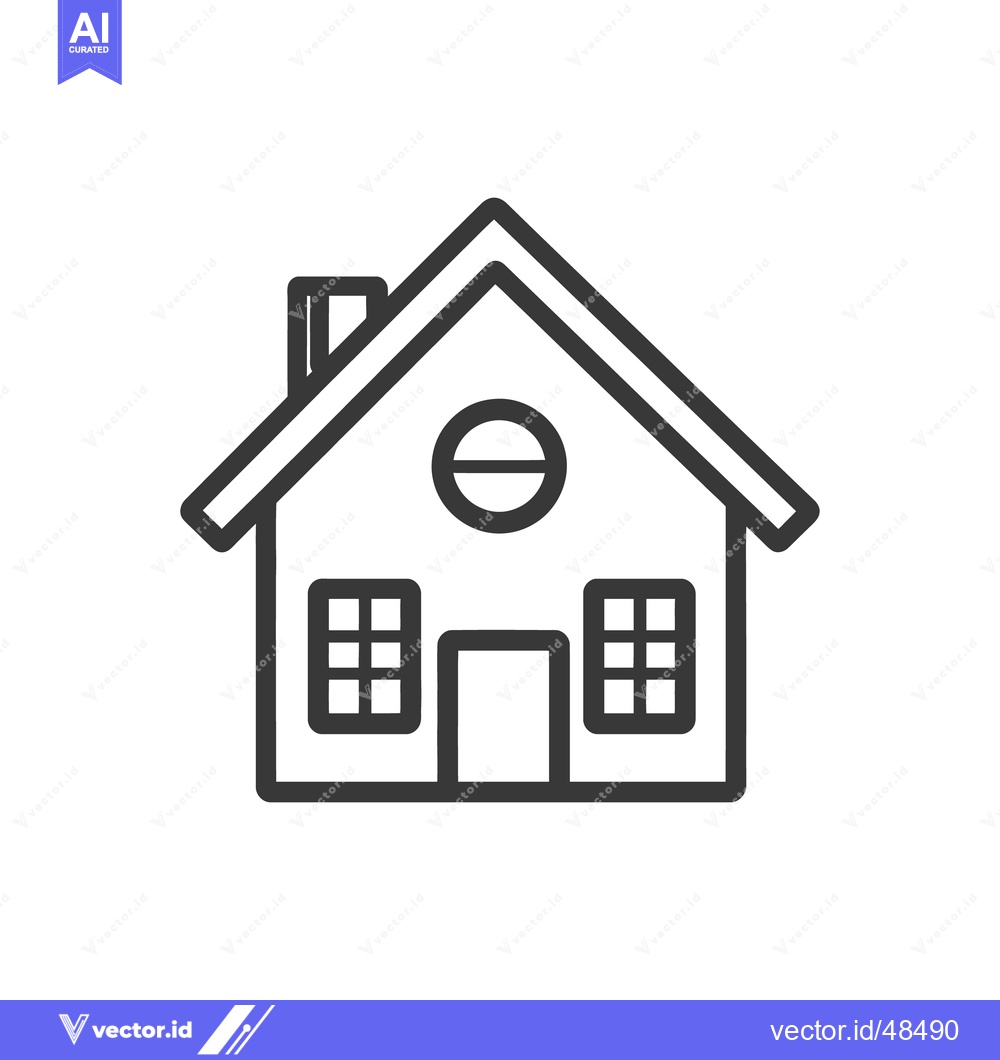 Premium Vector dari Simple drawing depicts a house with windows and a chimney