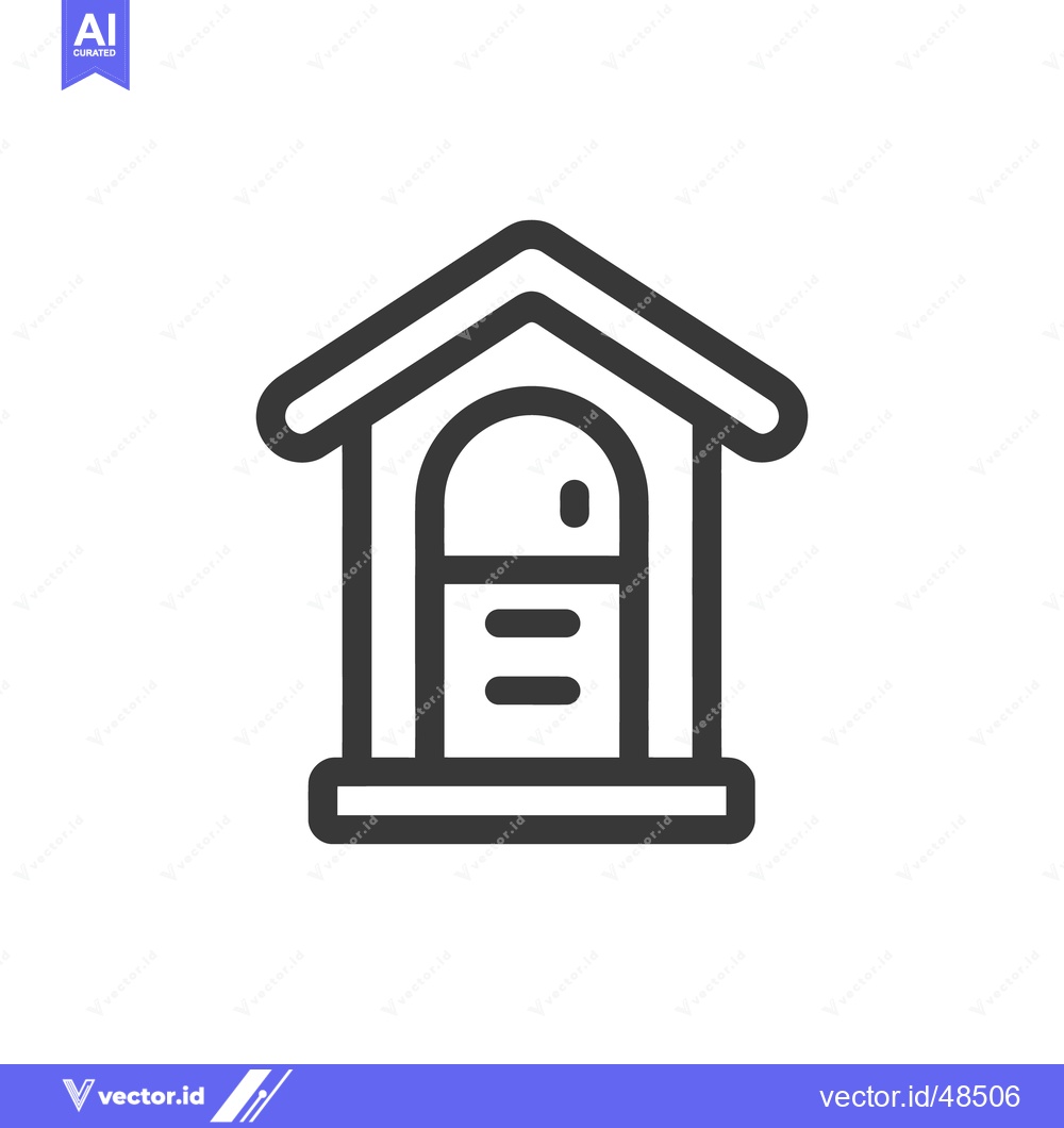 Premium Vector of Minimalist Dog House Icon with Arched Door and Details