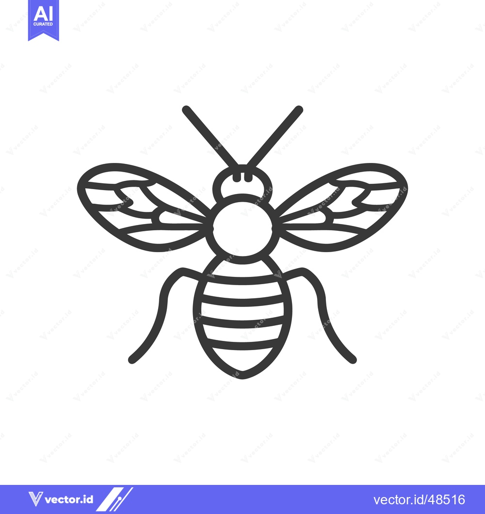 Premium Vector of A simple black and white illustration of a honeybee insect