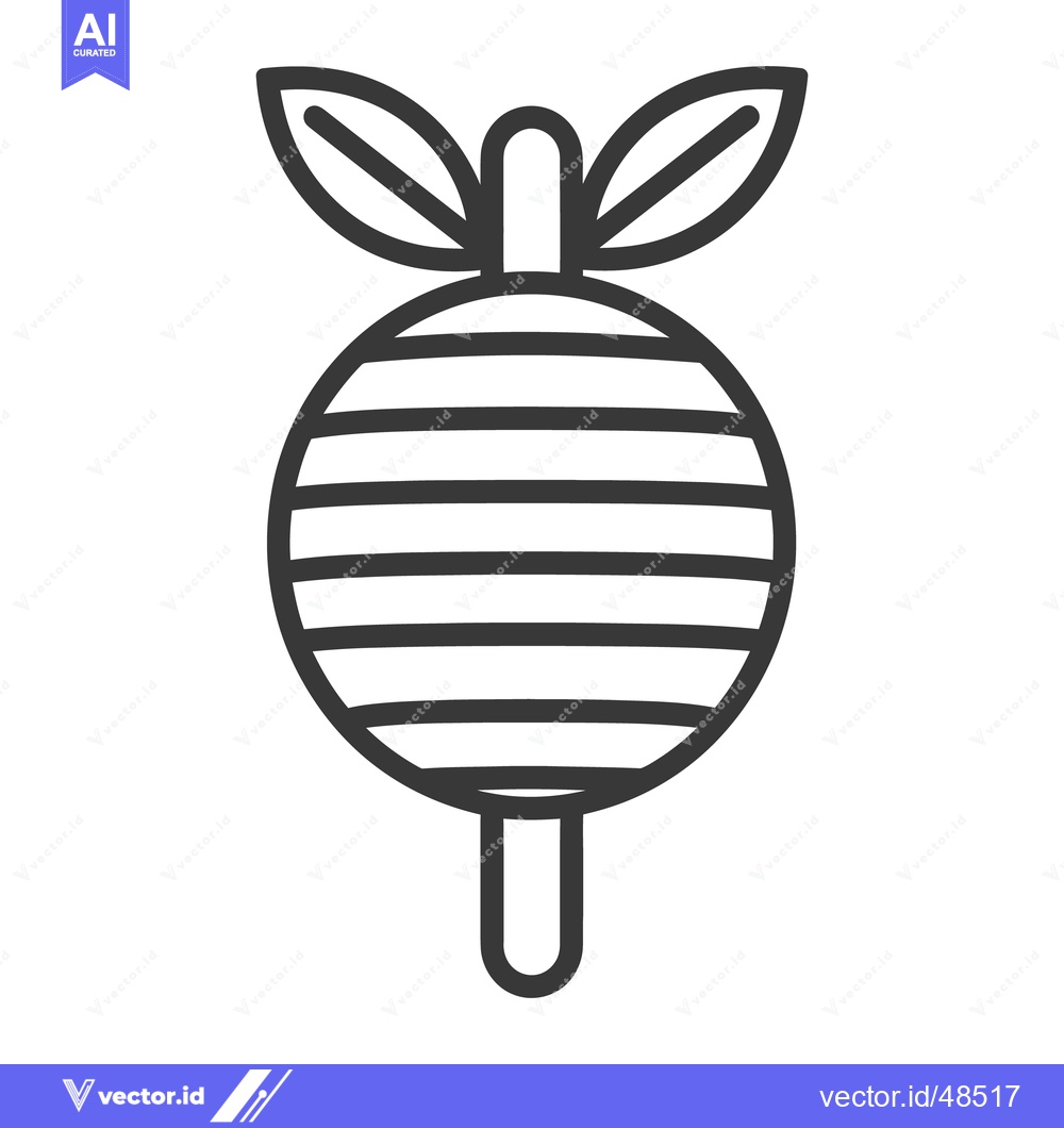 Premium Vector of A striped round object with leaves and a stick