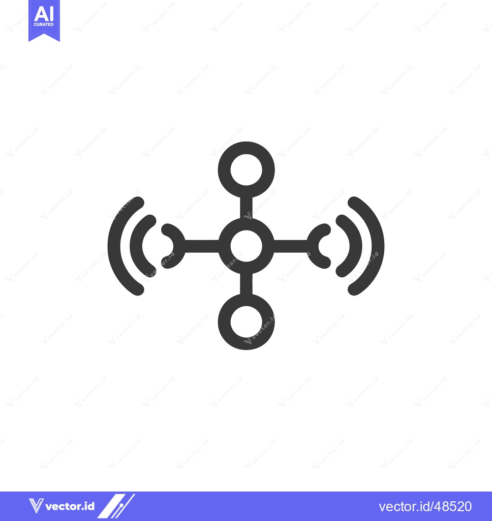 Premium Vector dari Minimalist Network Icon: Central Node with Wireless Signal Connections
