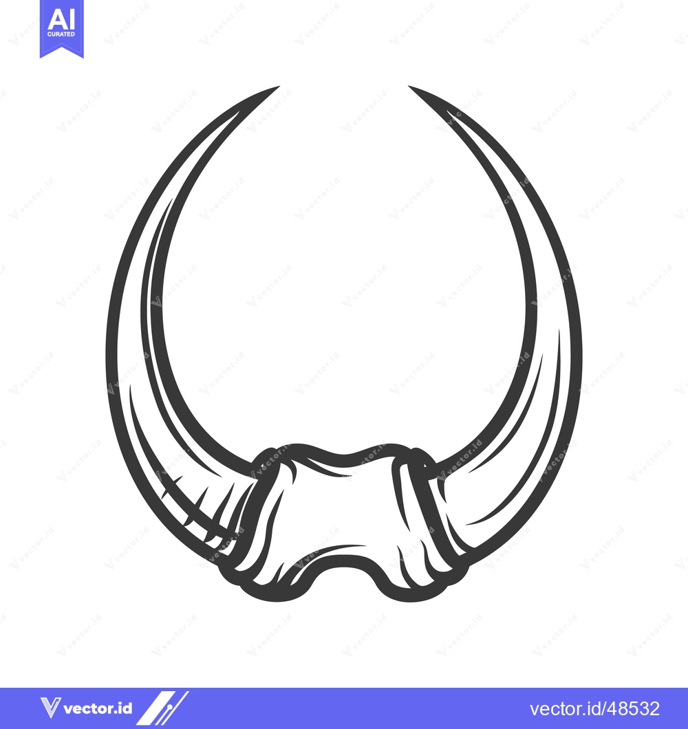 Premium Vector of A bold monochrome illustration depicting curved animal horns from abov