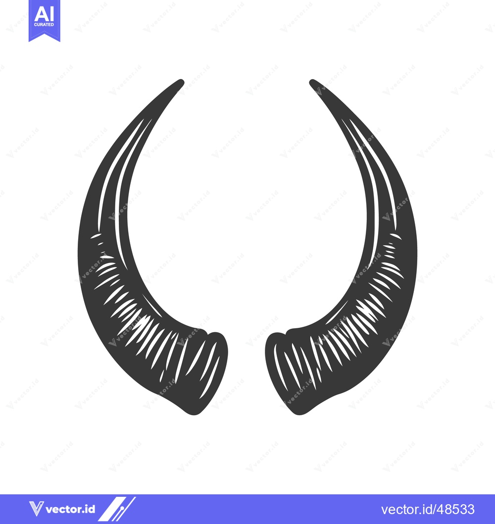 Premium Vector dari Two curved horns are displayed with a distinct illustrative style