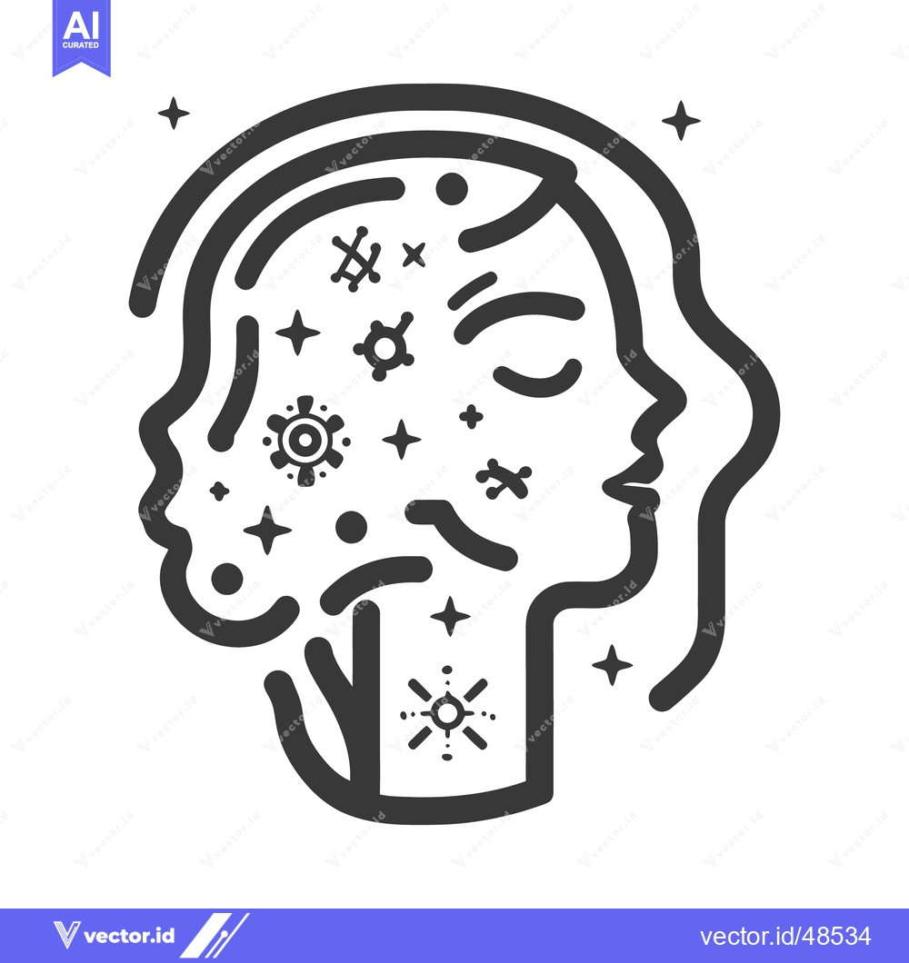 Premium Vector dari A stylized outline of faces with internal celestial elements