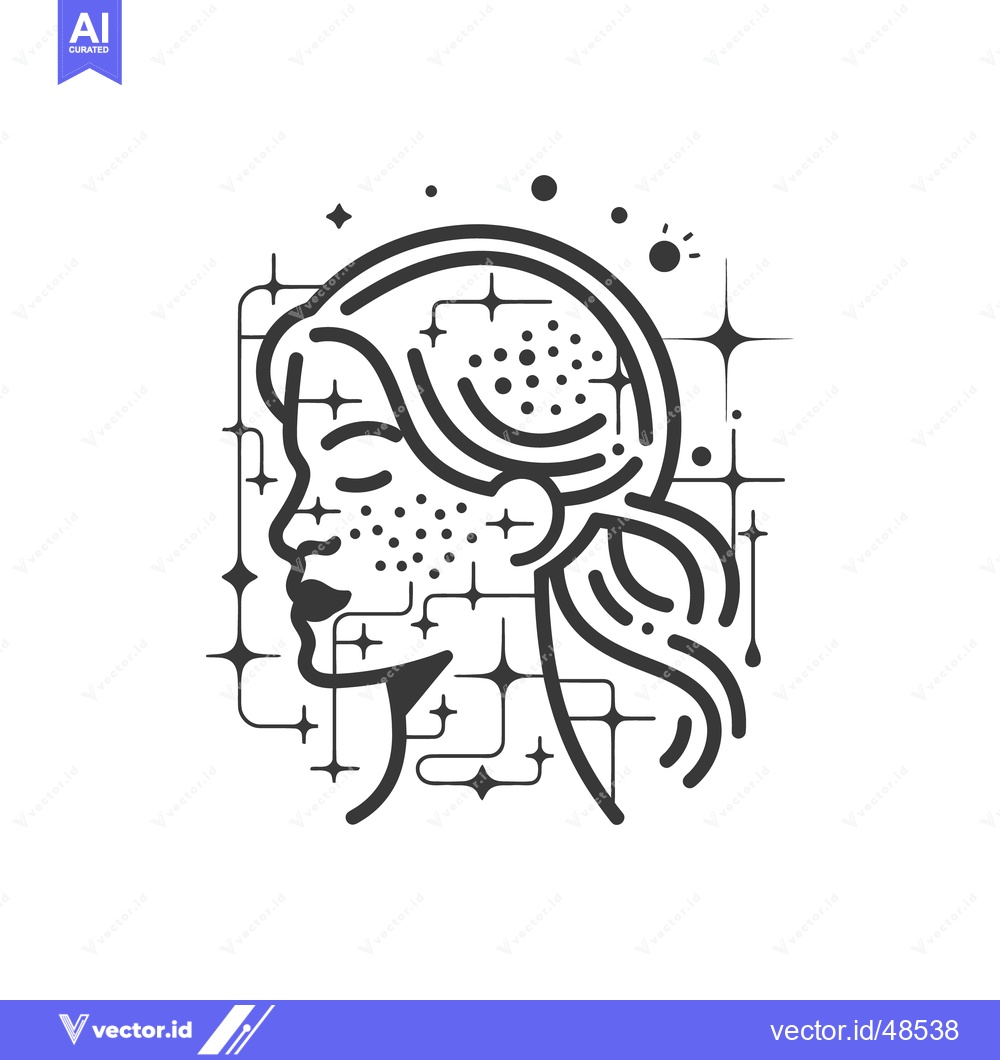 Premium Vector of A minimalist illustration of a woman with freckles and closed eyes
