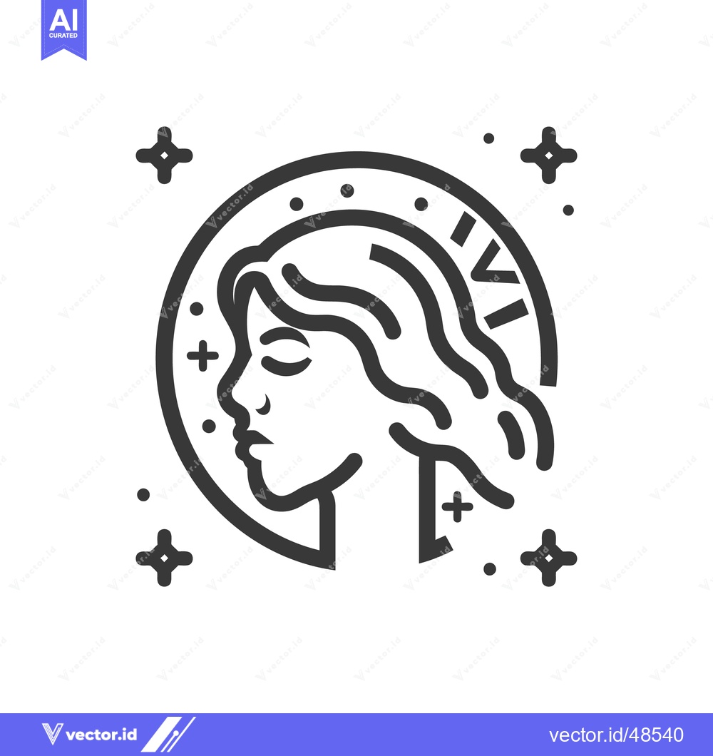 Premium Vector of A Line Art Illustration Depicting The Zodiac Sign Virgo
