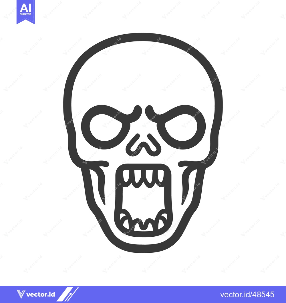 Premium Vector dari An angry skull icon with open mouth and white background