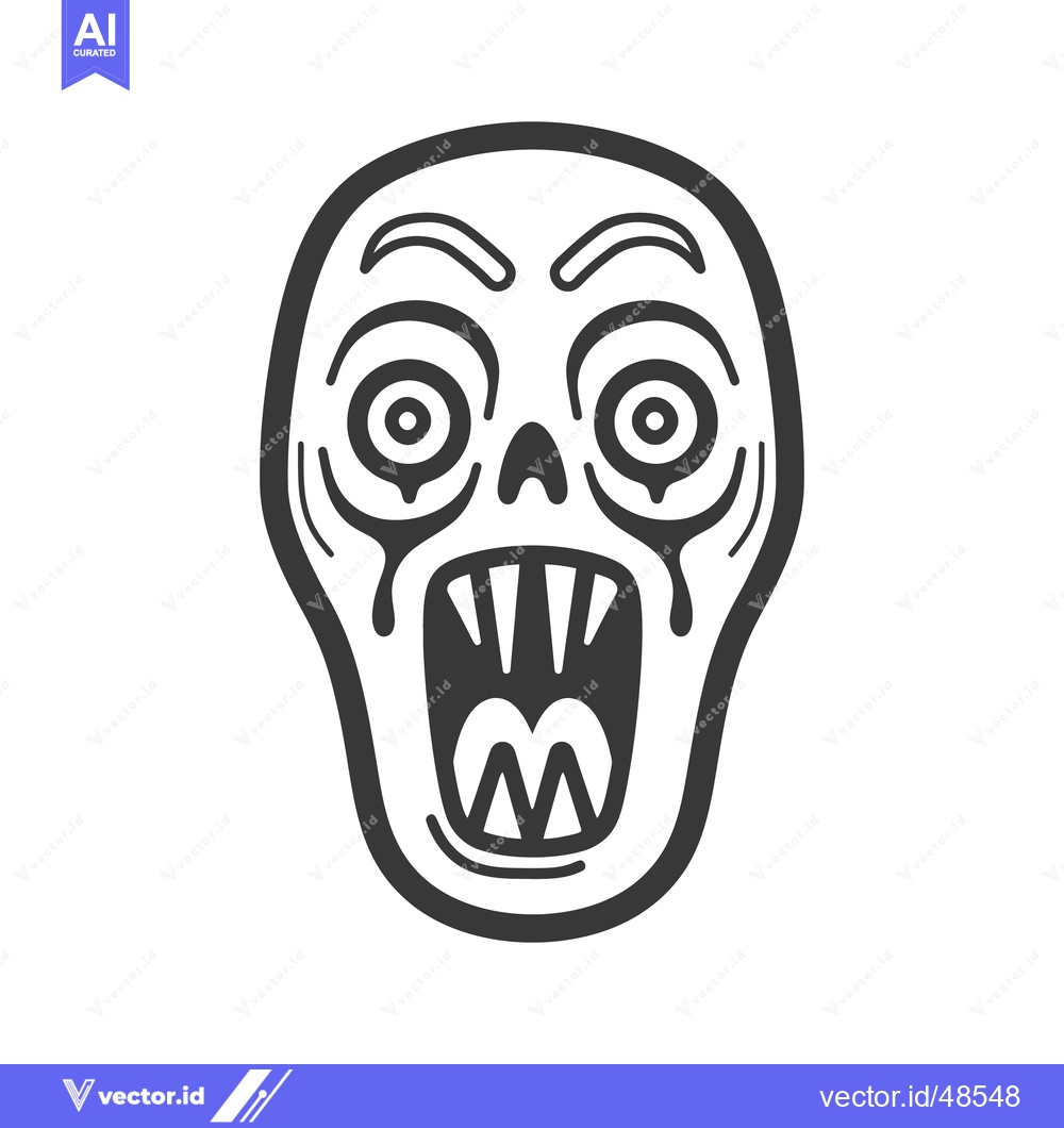 Premium Vector dari A graphic illustration of a scary open mouthed and fanged skull