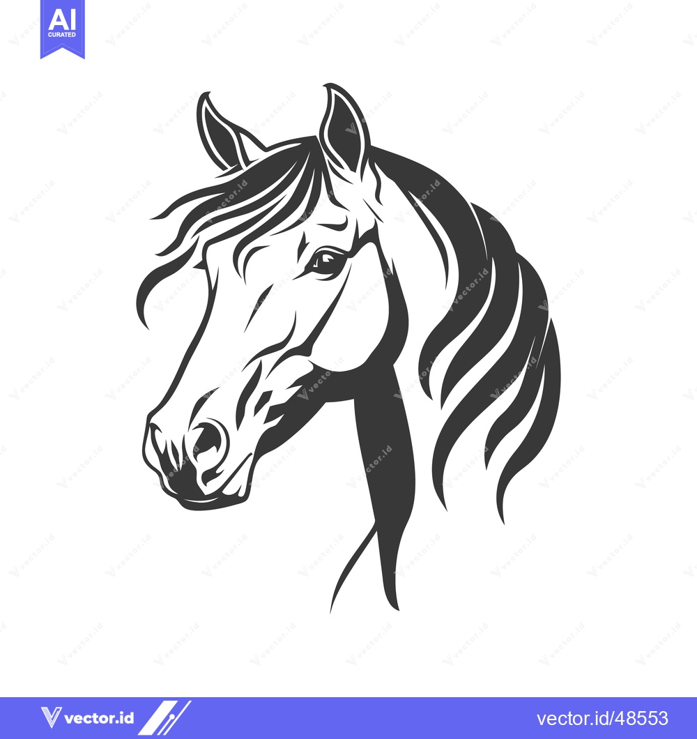 Premium Vector of An elegant black and white portrait of a horse head