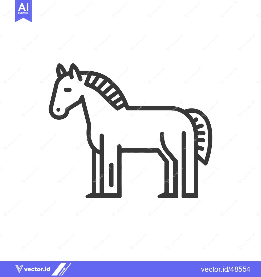 Premium Vector dari A standing horse illustration with detailed outlines against a white b
