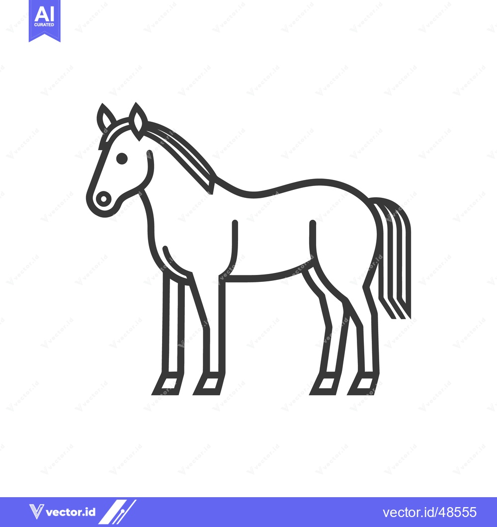 Premium Vector dari A simple black and white illustration of a standing horse
