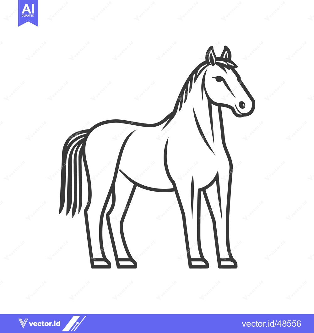 Premium Vector of A stylized black and white illustration of a standing horse