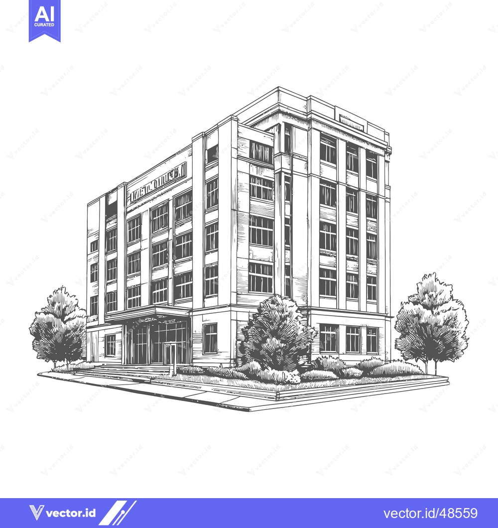 Premium Vector dari Hand Drawn Sketch Of A Multi Story Building