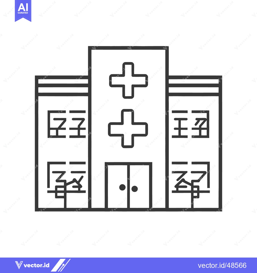 Premium Vector of A simplified black and white illustration of a medical hospital